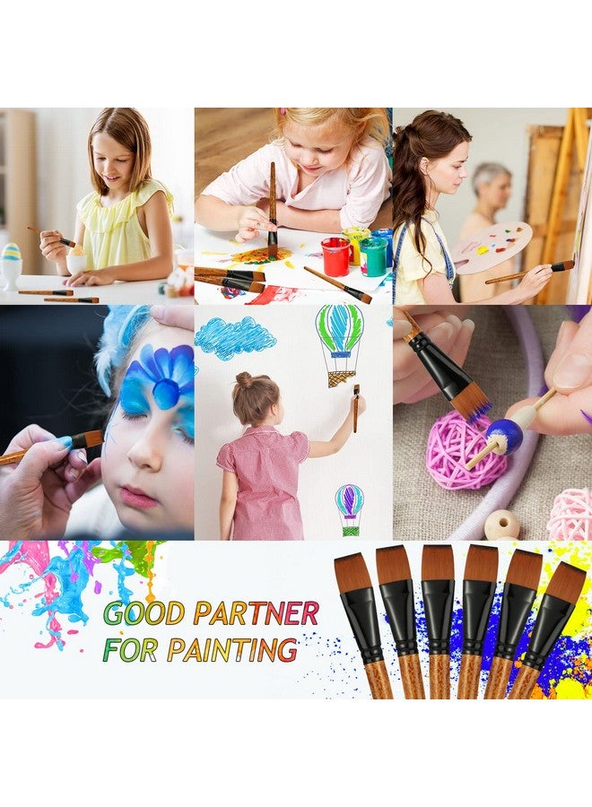 Meanplan 6 Pcs Flat Paint Brushes 1 Inch Watercolor Acrylic Paint Brush Synthetic Nylon Craft Artist Brushes For Painting Oil Fine Crafts Face Body Art Painting For Kids - Image 5