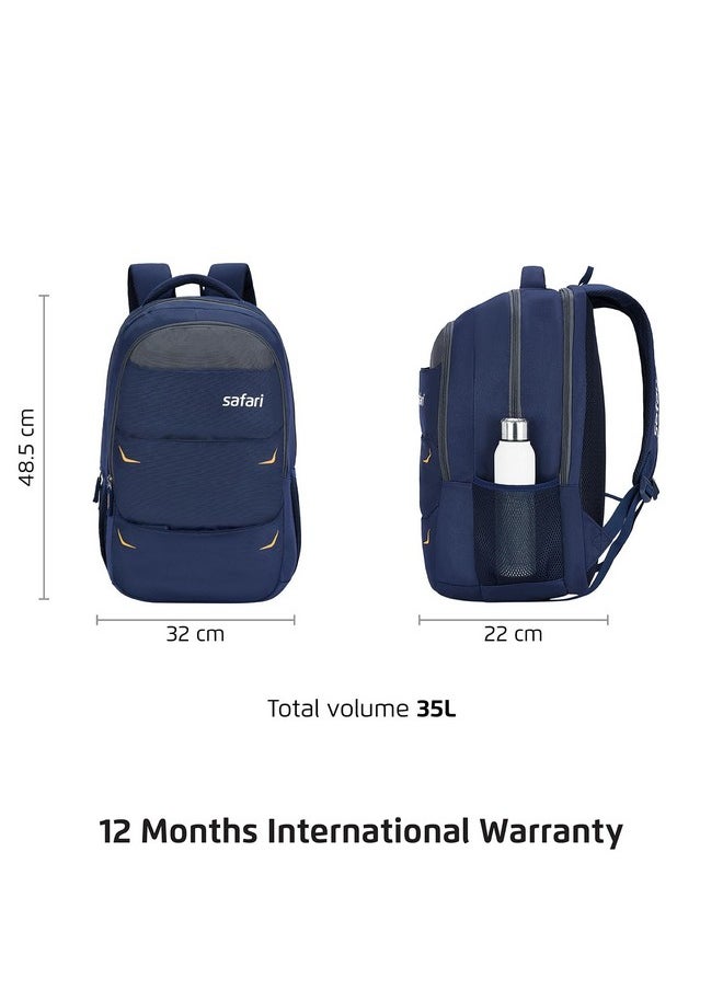 Safari Safari Omega Pro 35L Laptop Backpack with Raincover, 3 compartments, bottle holder, organizer, school bag for boys and girls, college bag for women and men, office bag, travel bag, Color- Blue  - Image 4