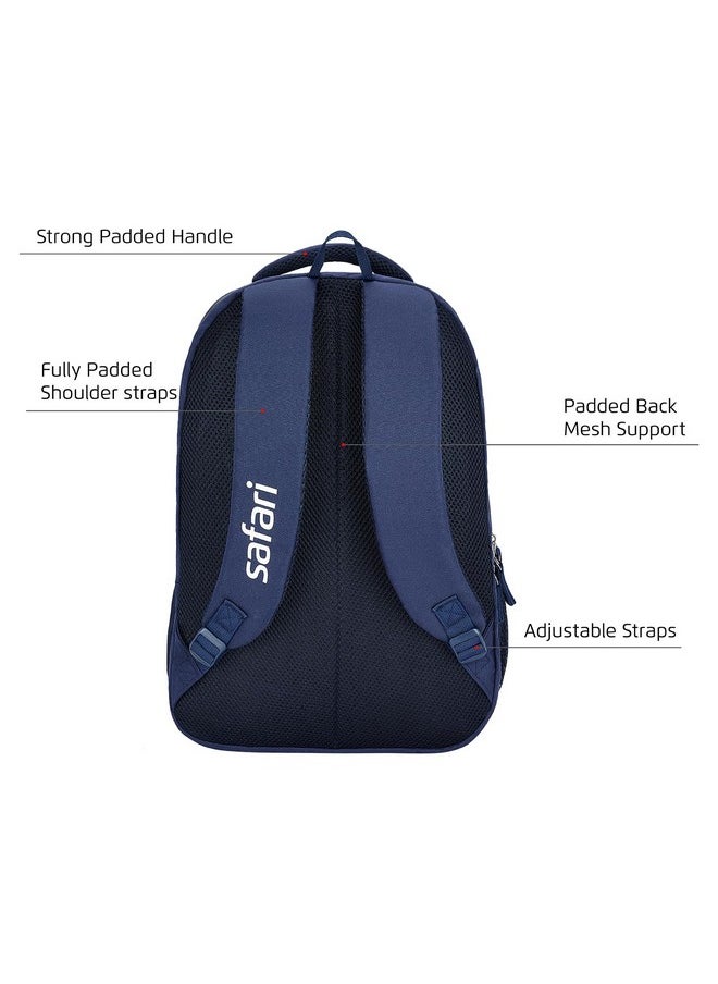 Safari Safari Omega Pro 35L Laptop Backpack with Raincover, 3 compartments, bottle holder, organizer, school bag for boys and girls, college bag for women and men, office bag, travel bag, Color- Blue  - Image 3