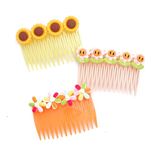 Yellow Bee Set of 3 Comb Pins for Girls, Pink, Orange & Yellow, 2-7 Years - Image 1