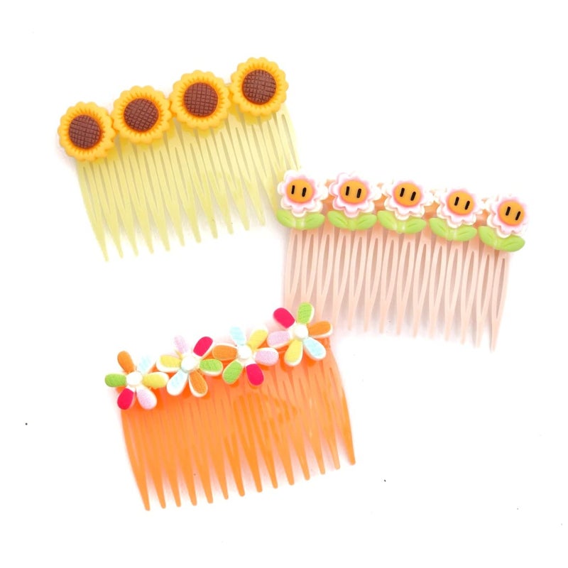 Yellow Bee Set of 3 Comb Pins for Girls, Pink, Orange & Yellow, 2-7 Years - Image 5