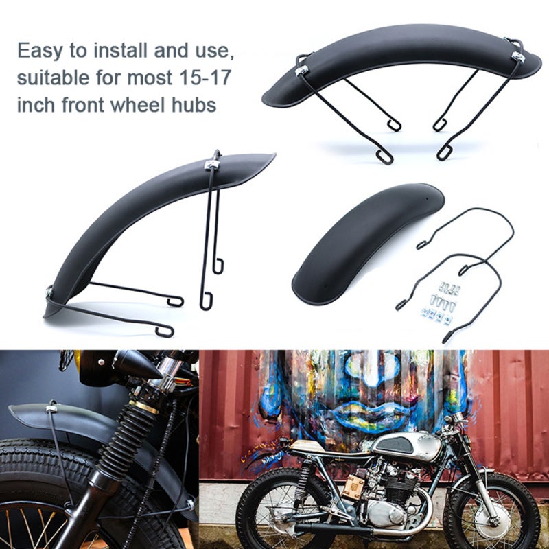 Motorcycle Front Mudguard: Matte Black Durable Metal - Rust-Resistant Mud Protection for Vintage Motorcycles With 15-17 Inch Front Wheel Hubs - Image 4