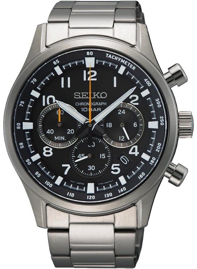 Seiko ساعة يد رجالية تناظرية كوارتز بحزام من الفولاذ المقاوم للصدأ SSB447P1