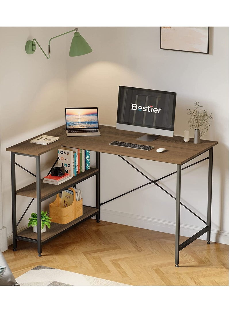 L Shaped Desk with Shelves 120 cm Reversible Corner