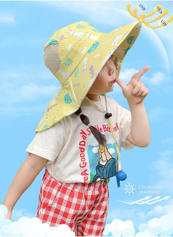 DUNISO Kids Sun Hat UPF 50+ Sun Protection Cap, Wide Brim Beach Hats with Mesh and Adjustable Chin Strap Cartoon Sun Hat for Boys Girls  - Image 1