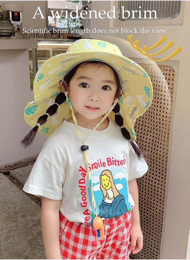 DUNISO Kids Sun Hat UPF 50+ Sun Protection Cap, Wide Brim Beach Hats with Mesh and Adjustable Chin Strap Cartoon Sun Hat for Boys Girls  - Image 2