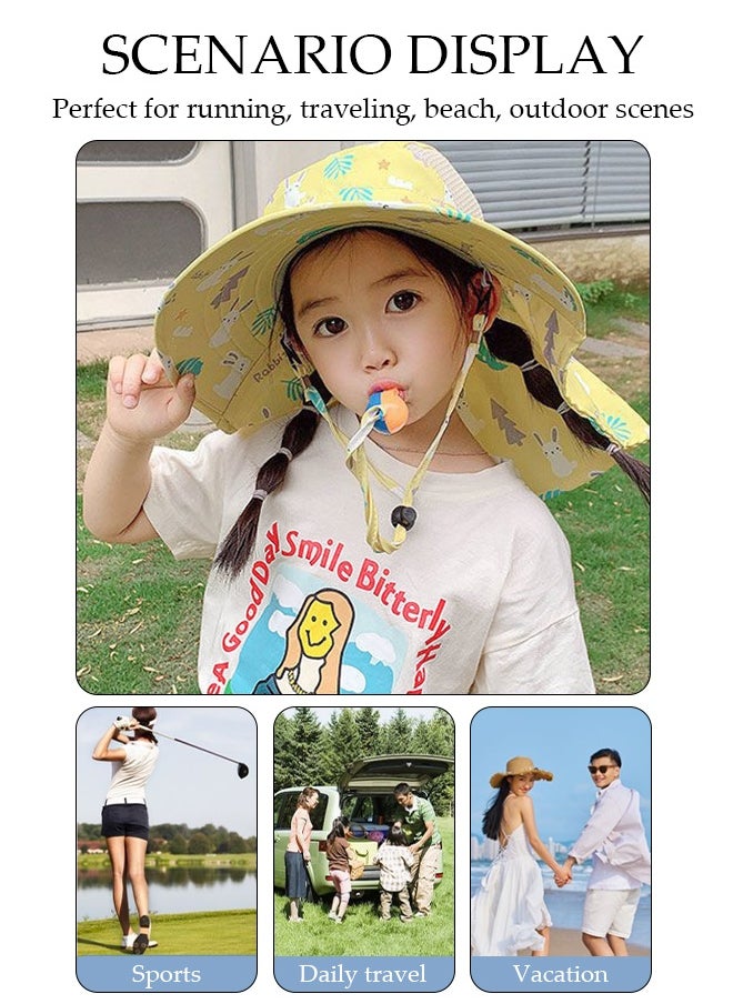DUNISO Kids Sun Hat UPF 50+ Sun Protection Cap, Wide Brim Beach Hats with Mesh and Adjustable Chin Strap Cartoon Sun Hat for Boys Girls  - Image 5