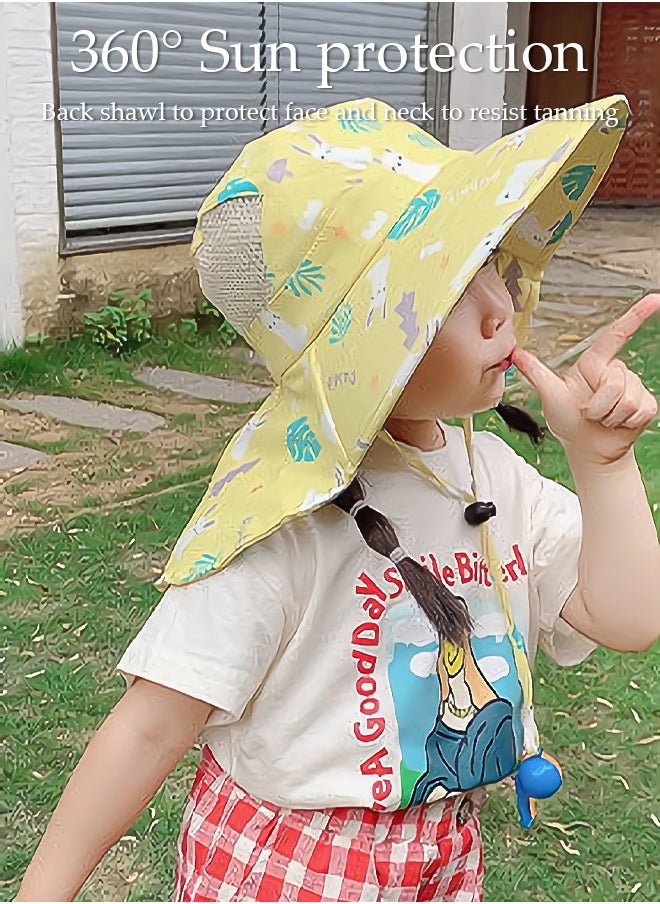 DUNISO Kids Sun Hat UPF 50+ Sun Protection Cap, Wide Brim Beach Hats with Mesh and Adjustable Chin Strap Cartoon Sun Hat for Boys Girls  - Image 3