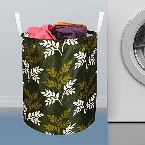E-Retailer® Polyester Foldable Laundry Bag/Toy Storage Bag/Laundry Basket Organizer With Handle For Dirty Clothes, 45Ltr. (Color-Leaf Green, Size-17x14 Inches) - Image 1