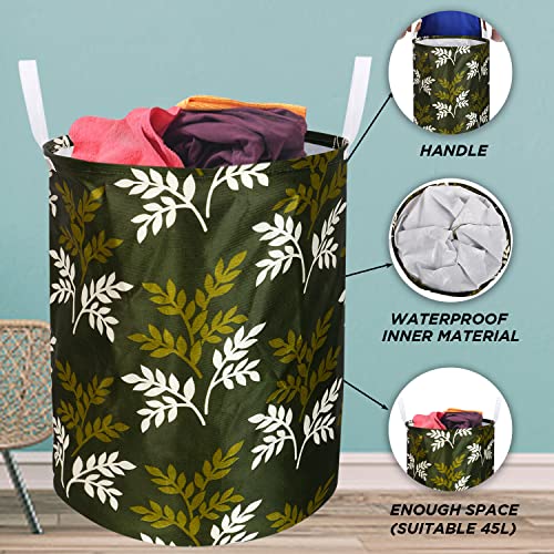 E-Retailer® Polyester Foldable Laundry Bag/Toy Storage Bag/Laundry Basket Organizer With Handle For Dirty Clothes, 45Ltr. (Color-Leaf Green, Size-17x14 Inches) - Image 5