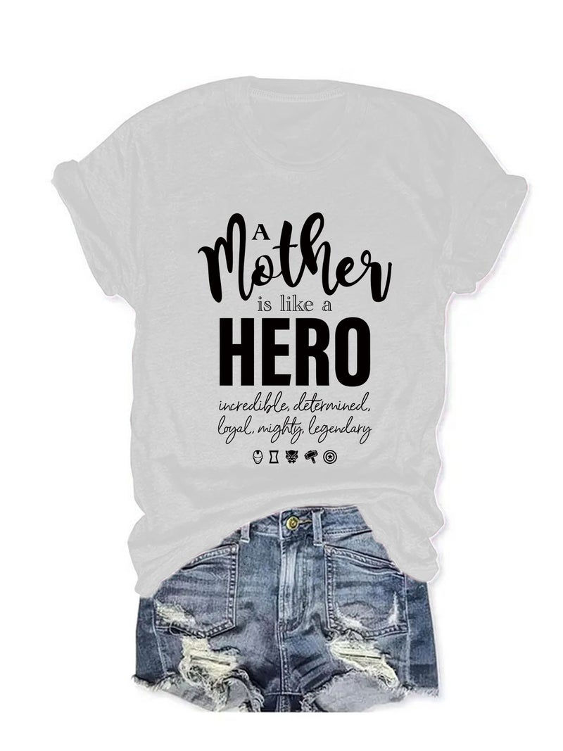 Summer Women'S Mother'S Day Pattern Printing Round Neck Short Sleeve Explosions T-Shirt - Image 1