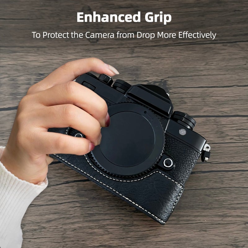 Camera Case for Nikon Zf: Black Premium Synthetic Leather - Perfect Fit Enhanced Grip with 1/4 Inch Thread Hole for Photographers & Tripod Mounting - Image 2