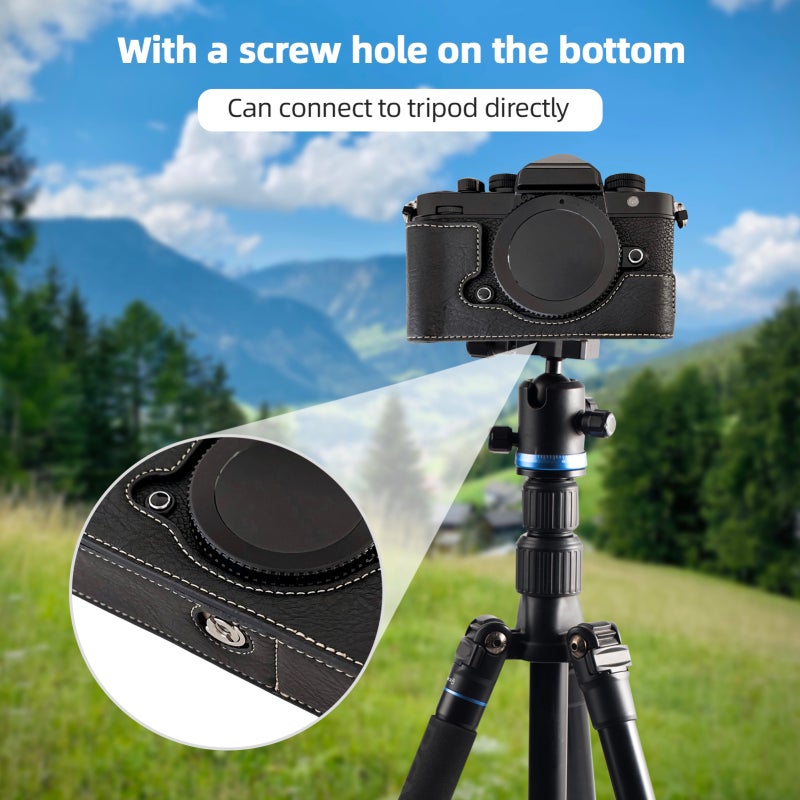 Camera Case for Nikon Zf: Black Premium Synthetic Leather - Perfect Fit Enhanced Grip with 1/4 Inch Thread Hole for Photographers & Tripod Mounting - Image 3