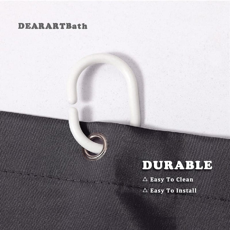 DEARART Bath Dark Grey Shower Curtain Liner for Bathroom, 180cm(L)*150cm(W) Fabric Shower Curtain Set with Grommet and Hooks, Mildrew Resistant 100% Waterproof Easy Care Machine Washable - Image 5