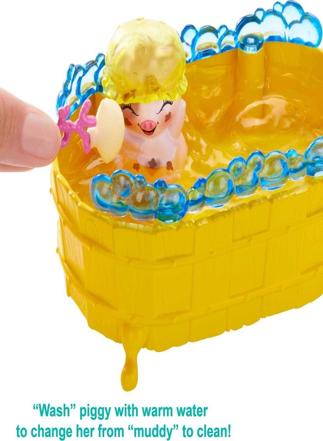Enchantimals Bathtime Splash Playset with Petya Pig Small Doll (6-inch), 2 Pig Figures & 11+ Accessories Including Tub, Color-Change Transformation - Image 3