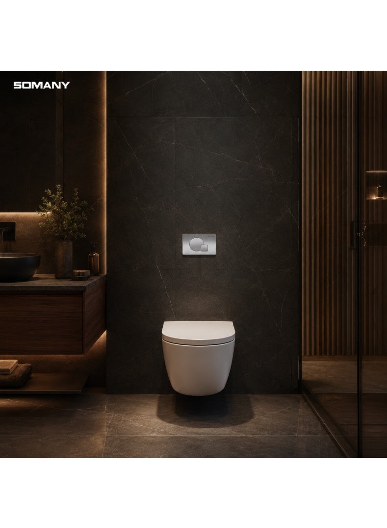 SOMANY Overlap Press Panel for Concealed Cistern Premium Toilet Flush Button, 240x160mm, Modern Bathroom Flush Control Panel - Image 2