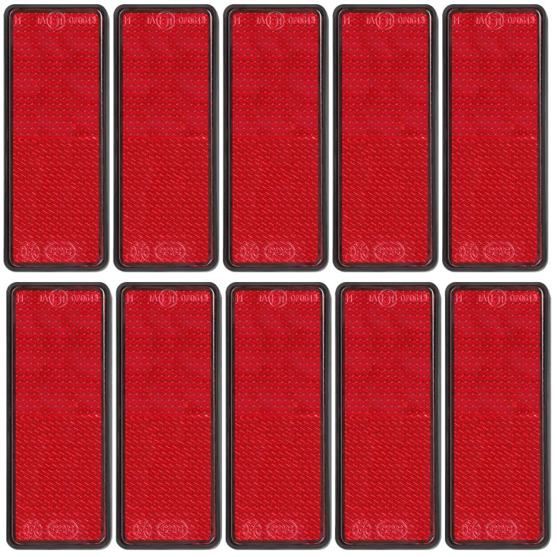 FajerminArt 10 Pack Safety Reflectors Red Self Adhesive Rectangle Reflector for Driveway Entrance Mailboxes Bike Trailer Caravan Truck Lorry or Agricultural Machines - Image 3