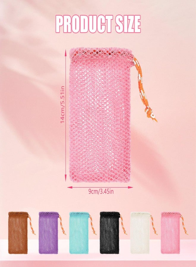 ROBOHOOK 6pack Soap Bar Bag, Mesh Soap Bags For Soaps Bars Bar Mesh Saver Pouch Shampoo Bars Net For Shower Hangable Exfoliating With Drawstring(5 Colors, 5.5 * 3.5in) - Image 3