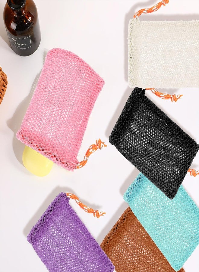 ROBOHOOK 6pack Soap Bar Bag, Mesh Soap Bags For Soaps Bars Bar Mesh Saver Pouch Shampoo Bars Net For Shower Hangable Exfoliating With Drawstring(5 Colors, 5.5 * 3.5in) - Image 2