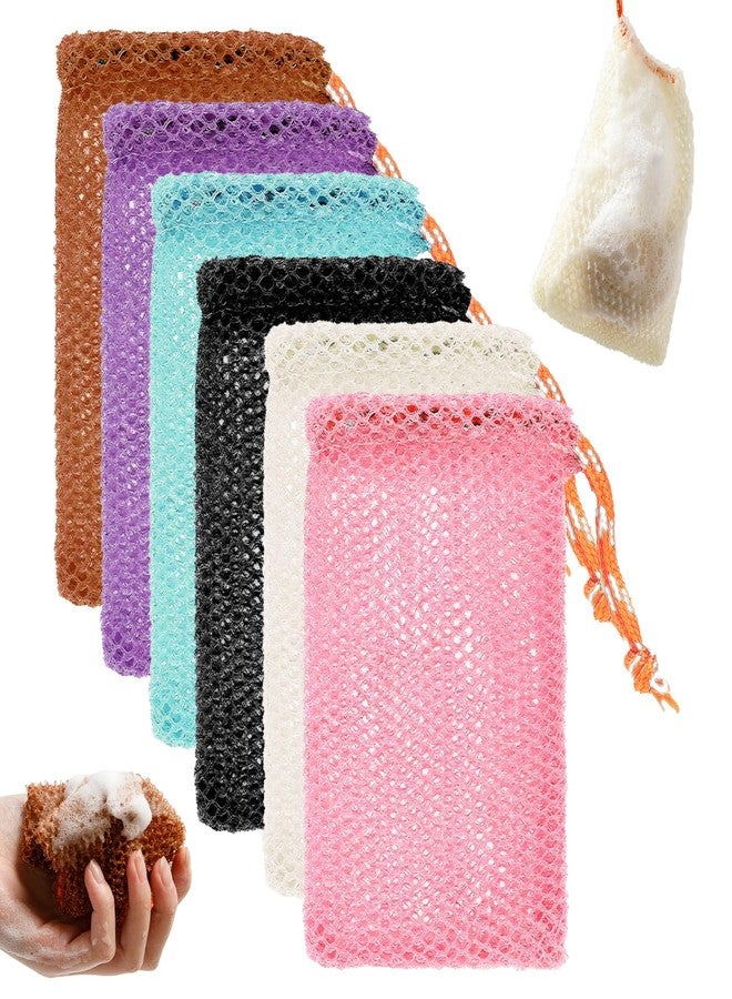 ROBOHOOK 6pack Soap Bar Bag, Mesh Soap Bags For Soaps Bars Bar Mesh Saver Pouch Shampoo Bars Net For Shower Hangable Exfoliating With Drawstring(5 Colors, 5.5 * 3.5in) - Image 1