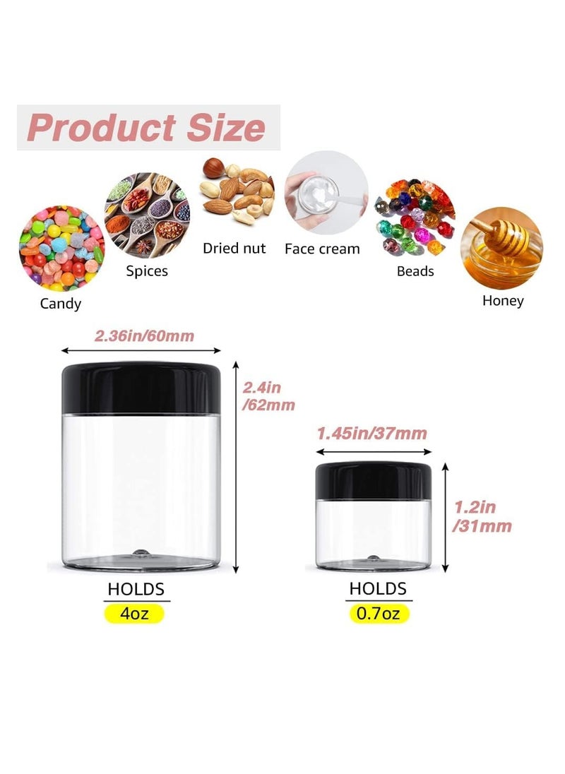 AMORIX - 12 Pack 4 oz Small Plastic Containers with Lids+12 Pack 20g/20ml Cosmetic Sample Jar - for Lip Scrub, Body Butters, Cream, Slime, Craft Storage, 6 pcs Spatula, 30 pcs label stickers - Image 1