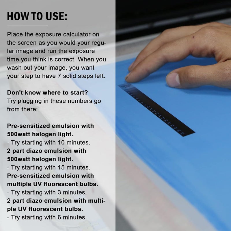 Screen Print Direct 21 Step Wedge Calculator - Stouffer Dial-in Exposure Calculator for Emulsion & Screens, Supplies - Image 4