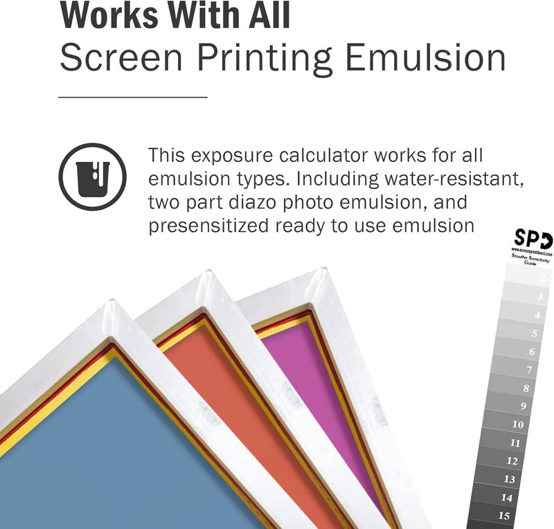 Screen Print Direct 21 Step Wedge Calculator - Stouffer Dial-in Exposure Calculator for Emulsion & Screens, Supplies - Image 2