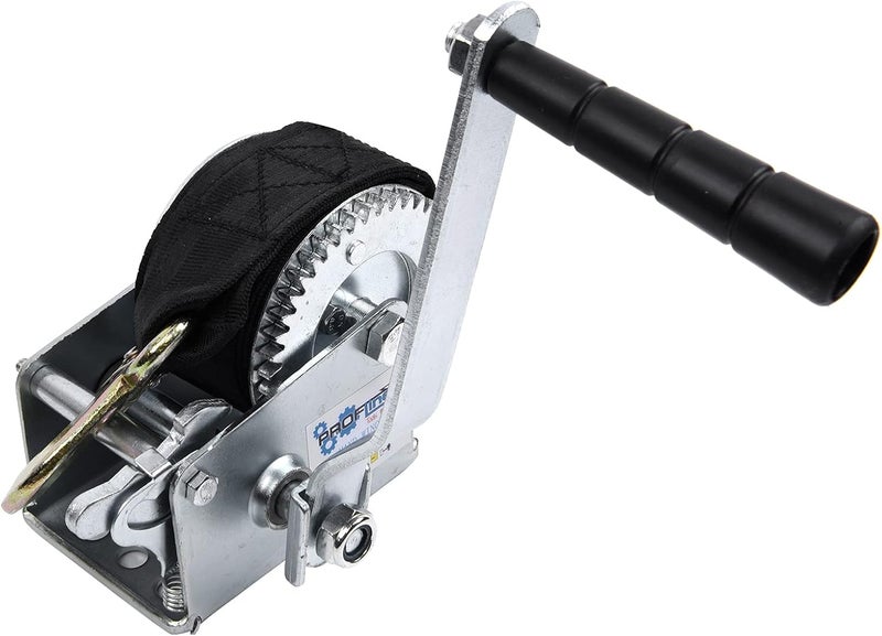 PROFLine 600lbs Hand Winch Heavy Duty Boat Trailer Winch Two-Way Ratchet Gear Crane Weight Translating Hand Crank Winch with 5m Nylon Strap for ATV Truck Towing Rope Winch - Image 1