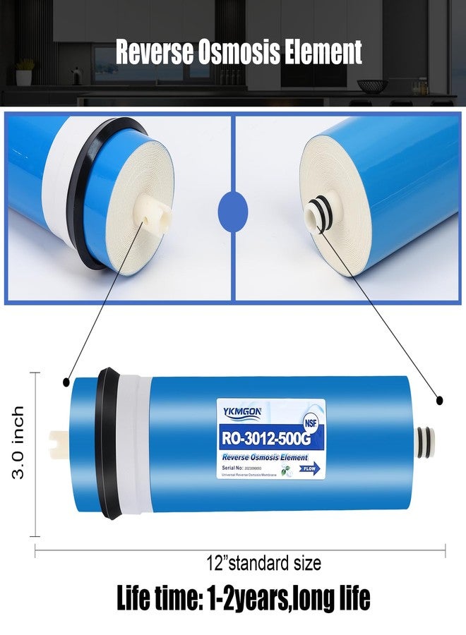 YKMGON 3012-500 GPD Universal Reverse Osmosis RO Membrane Element，3.0"x12" Replacement Water Filter,for Under Sink Home Drinking RO Water Purifier System - Image 2