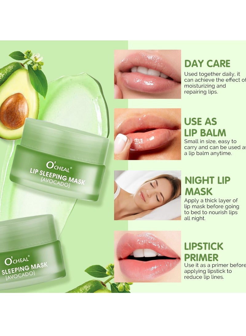 OCHEAL Lip Sleeping Mask Avocado Lip Mask Tinted Lip Balm for Soothing Moisturizing Hydrating and Antioxidants Lip Plumper Lip Oil for Smooth and Soft Lips Exfoliate Lip Mask Applicator 20g - Image 2