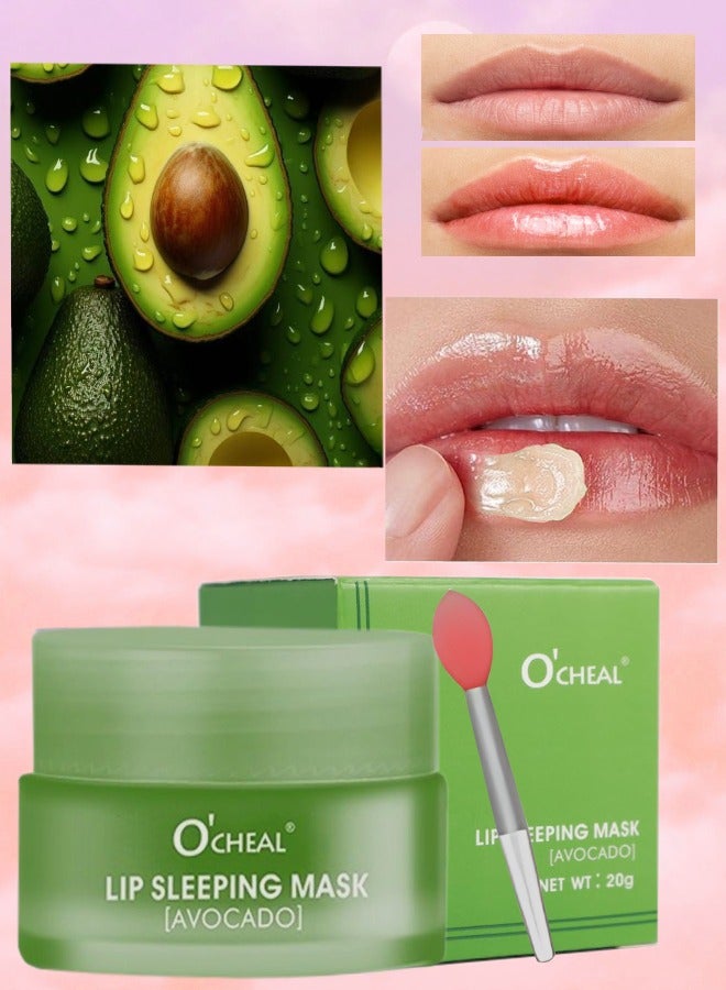 OCHEAL Lip Sleeping Mask Avocado Lip Mask Tinted Lip Balm for Soothing Moisturizing Hydrating and Antioxidants Lip Plumper Lip Oil for Smooth and Soft Lips Exfoliate Lip Mask Applicator 20g - Image 1