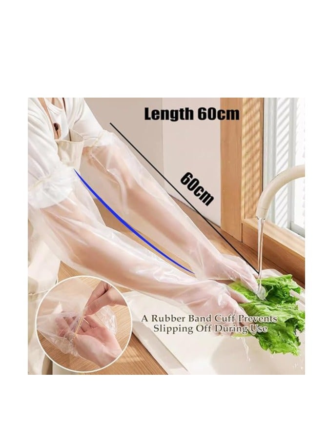 Beauenty Disposable Long Gloves 60cm - 50 Pieces Waterproof CPE Gloves, Cleaning Gloves for Kitchen Dishwashing Food Vegetable Washing  - Image 3
