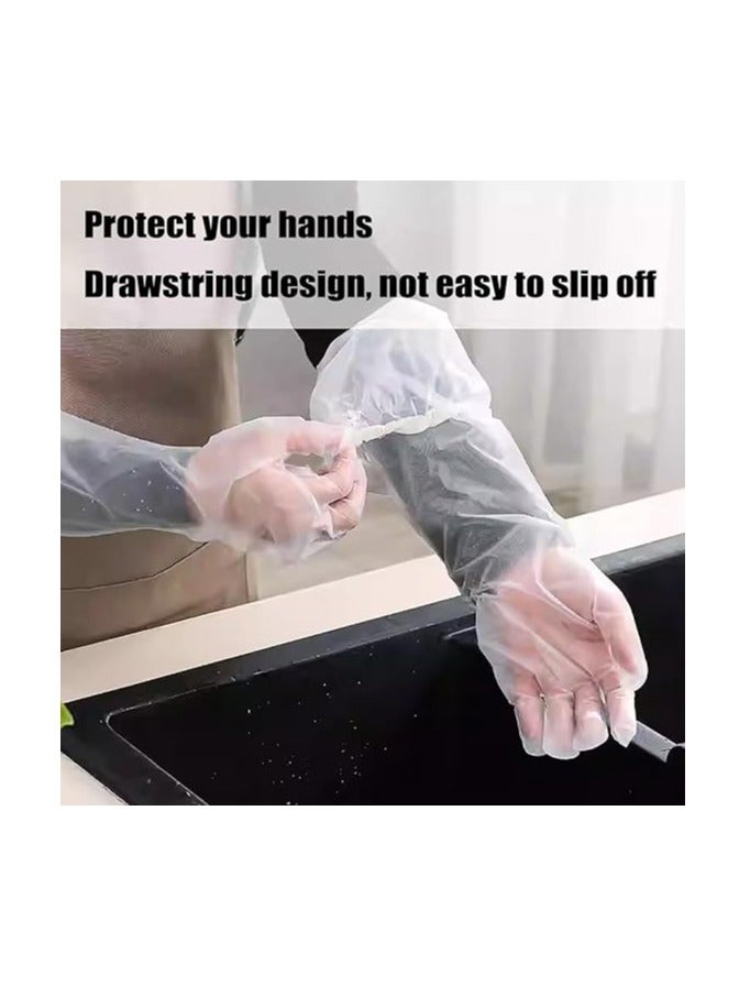 Beauenty Disposable Long Gloves 60cm - 50 Pieces Waterproof CPE Gloves, Cleaning Gloves for Kitchen Dishwashing Food Vegetable Washing  - Image 2