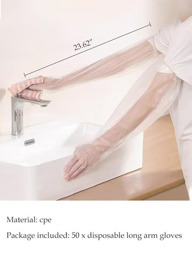 Beauenty Disposable Long Gloves 60cm - 50 Pieces Waterproof CPE Gloves, Cleaning Gloves for Kitchen Dishwashing Food Vegetable Washing  - Image 4