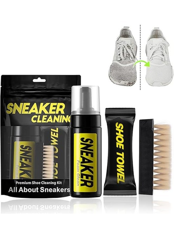 Athletic Shoe Cleaning Kit - Foaming Cleaner + Waterproof Spray + Odor Eliminator - For Mesh, Leather, Suede, Canvas, and White Athletic Shoes - Includes Brush and Cloth - No Rinse - Image 1