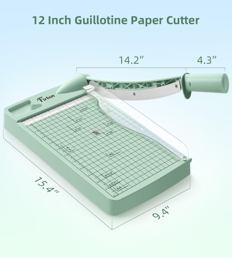 Firbon 12" Guillotine Paper Cutter, Heavy Duty 12-Sheet Capacity Trimmer for Cardstock, Photos, Scrapbooking, Office, Classroom, Studio (Morandi) - Image 5