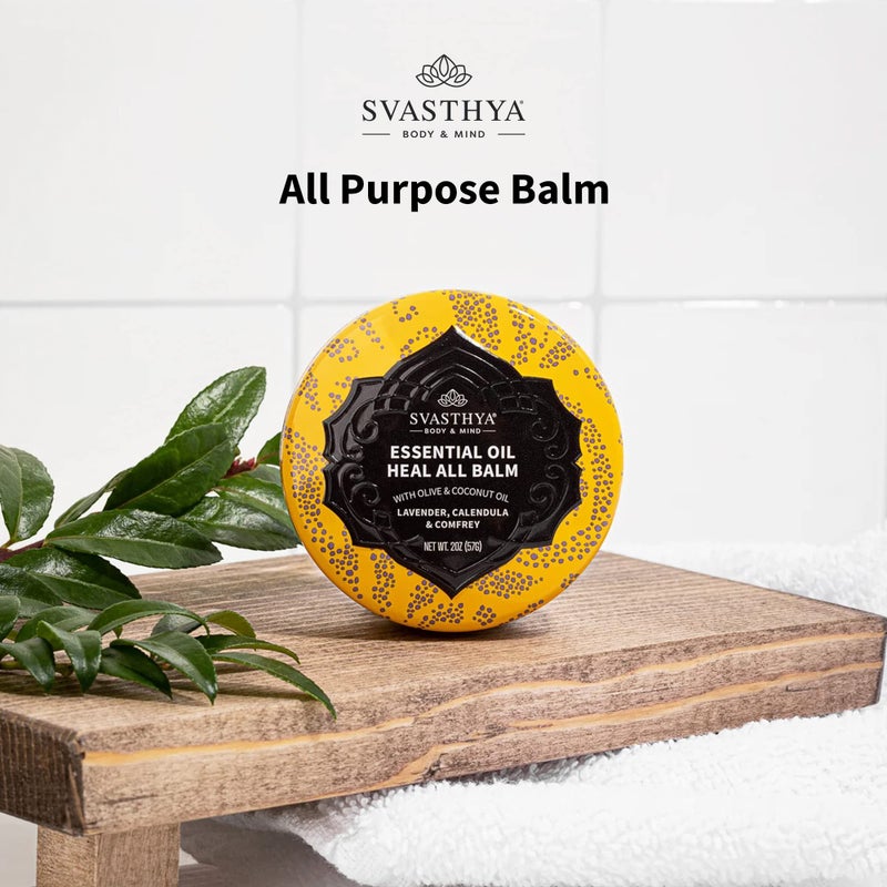 Svasthya Body & Mind Essential Oil Heal All Balm - Cracked, Dryness, Wound and Irritation Healing - Natural Ingredients Skincare Balm with Lavender Oil - Fast Recovery - Multipurpose Uses - Image 2