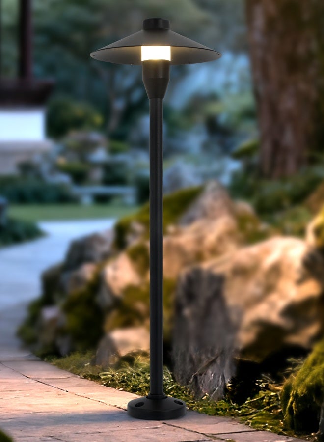 YATAI LIGHTING ضوء عمود خارجي LED أسود، 60 سم عمود دائري 5 واط لمصابيح الممرات، مقاوم للماء IP65 إضاءة حديثة للحدائق والمناظر الطبيعية للفيلات والحدائق والممرات ومداخل السيارات، أبيض دافئ 3000 كيلفن - Image 1