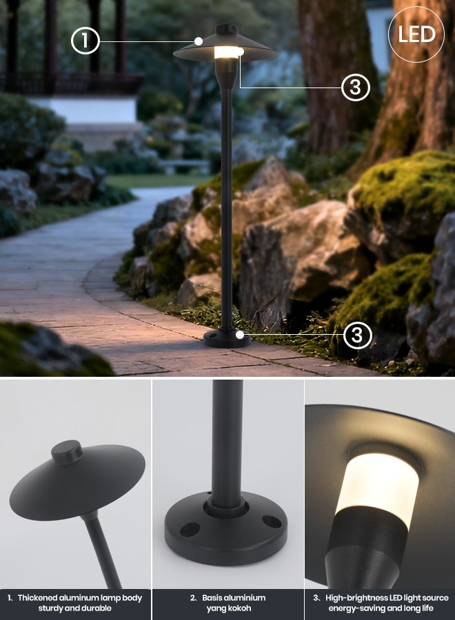 YATAI LIGHTING ضوء عمود خارجي LED أسود، 60 سم عمود دائري 5 واط لمصابيح الممرات، مقاوم للماء IP65 إضاءة حديثة للحدائق والمناظر الطبيعية للفيلات والحدائق والممرات ومداخل السيارات، أبيض دافئ 3000 كيلفن - Image 5