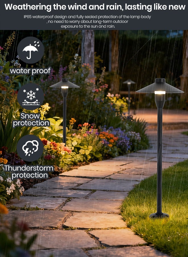 YATAI LIGHTING ضوء عمود خارجي LED أسود، 60 سم عمود دائري 5 واط لمصابيح الممرات، مقاوم للماء IP65 إضاءة حديثة للحدائق والمناظر الطبيعية للفيلات والحدائق والممرات ومداخل السيارات، أبيض دافئ 3000 كيلفن - Image 2