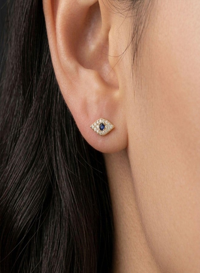 Aaishwarya 18K Gold Plated Waterproof, Anti-Tarnish Evil Eye Zircon Studs| Earrings for Women and Girls | Evileye Jewelry | Stylish Minimal Stud - Image 2