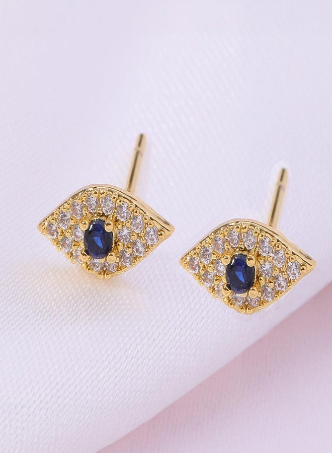 Aaishwarya 18K Gold Plated Waterproof, Anti-Tarnish Evil Eye Zircon Studs| Earrings for Women and Girls | Evileye Jewelry | Stylish Minimal Stud - Image 5