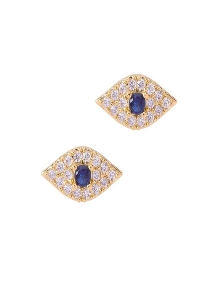 Aaishwarya 18K Gold Plated Waterproof, Anti-Tarnish Evil Eye Zircon Studs| Earrings for Women and Girls | Evileye Jewelry | Stylish Minimal Stud - Image 1