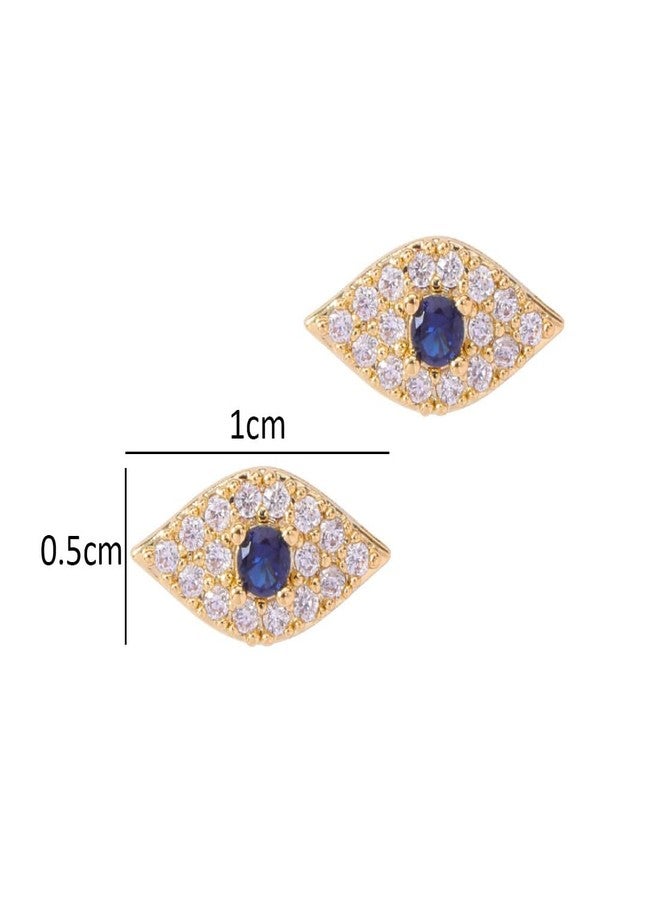 Aaishwarya 18K Gold Plated Waterproof, Anti-Tarnish Evil Eye Zircon Studs| Earrings for Women and Girls | Evileye Jewelry | Stylish Minimal Stud - Image 4