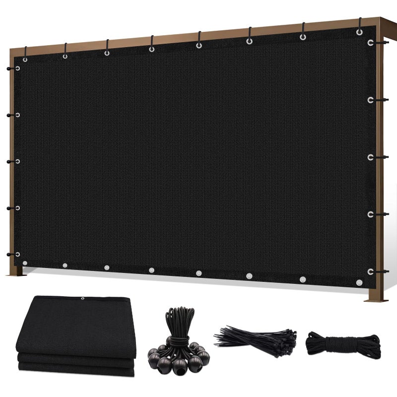 Sunocity 10' X 10' 90% Sun Shade Cloth Outdoor Patio Black Pergola Shades Cover Privacy Screen UV Block Porch Screens Canopy for Patio Outside Outdoor - Image 1