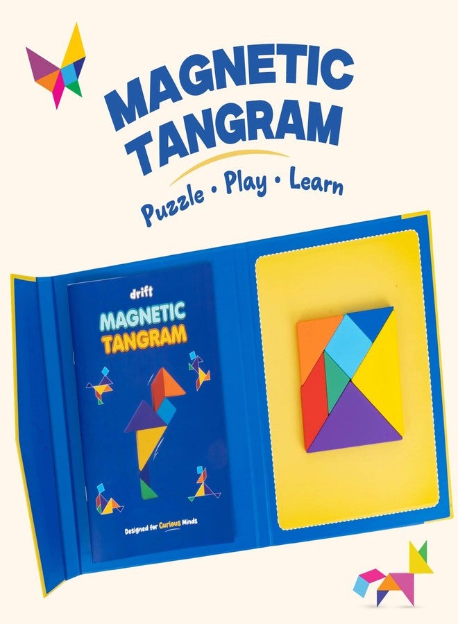 Cubelelo Drift Magnetic Tangram Puzzle | with Strong Magnets, Wooden Pieces & Bold Colors | Toys for 5-10 Years Old Boys Girls & Adults | Travel Friendly, Educational Toy for Return & Birthday Gifts - Image 2