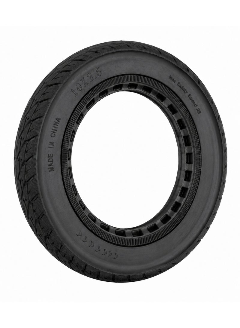 Fukukawa 10x2.5 Electric Scooter Solid Tire | Honeycomb Airless Rubber Tyre | Puncture Resistant & Shock Absorbing | Black - Image 5
