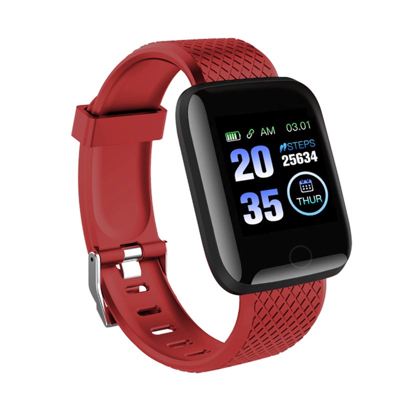ساعة Bluetooth الذكية 116Plus متتبعة اللياقة البدنية - عداد الخطوات الشامل ومقياس معدل ضربات القلب ساعة سرية رياضية