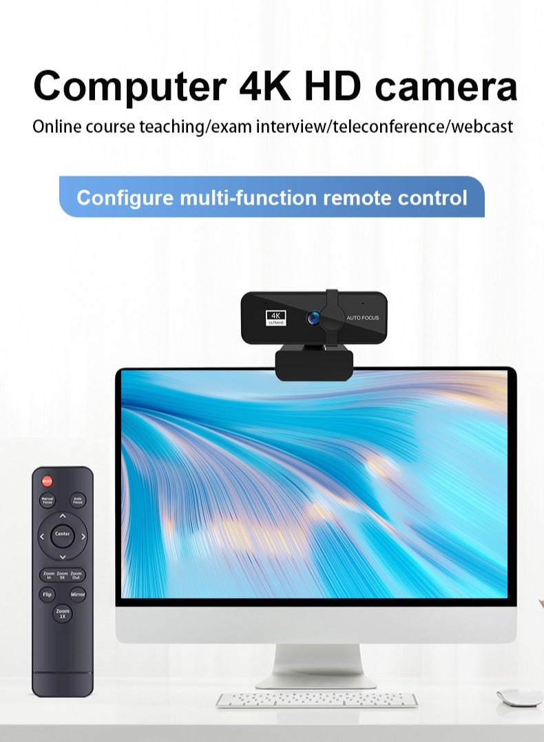 Webcam 4K, Zoomable Webcam with Microphone and Remote, Equipped with Sony Sensor, 9X Digital Zoom, Noise-Canceling Mics, Auto-Focus Computer Camera for PC/Mac/Laptop/Zoom/Teams/OBS/Google - Image 2