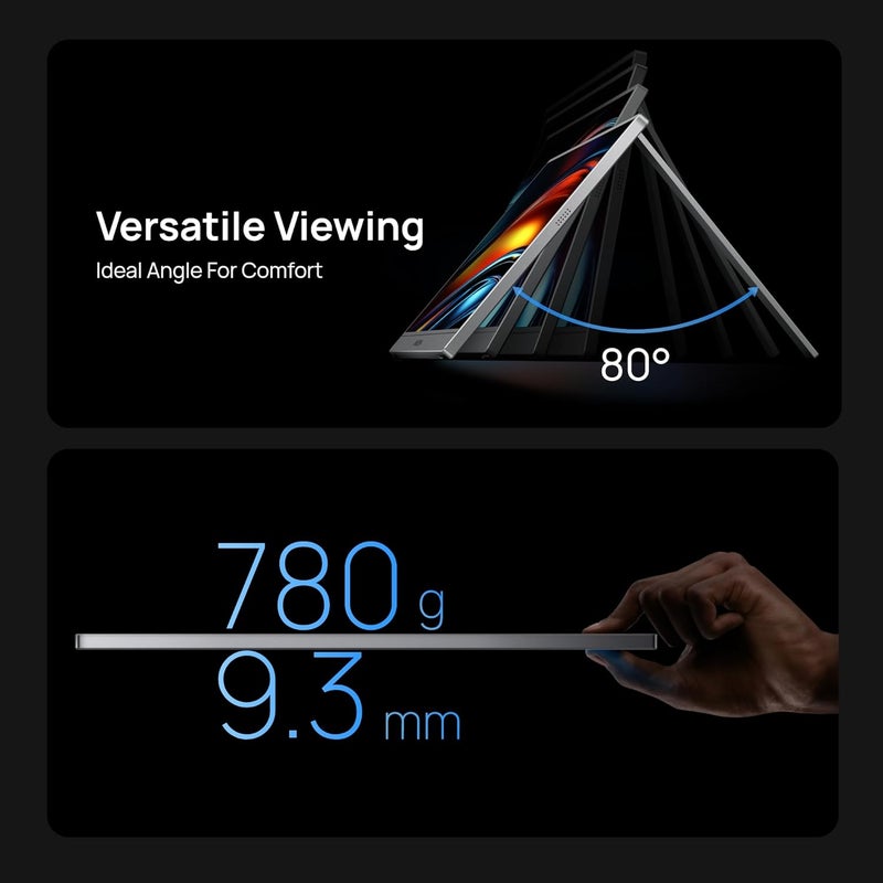 ARZOPA 16.1" Portable Monitor, 100% sRGB FHD 1080P Kickstand Portable Laptop Monitor High Color Gamut Display IPS Eye Care Screen for High-end Office & Entertainment -Z1C Gray - Image 5
